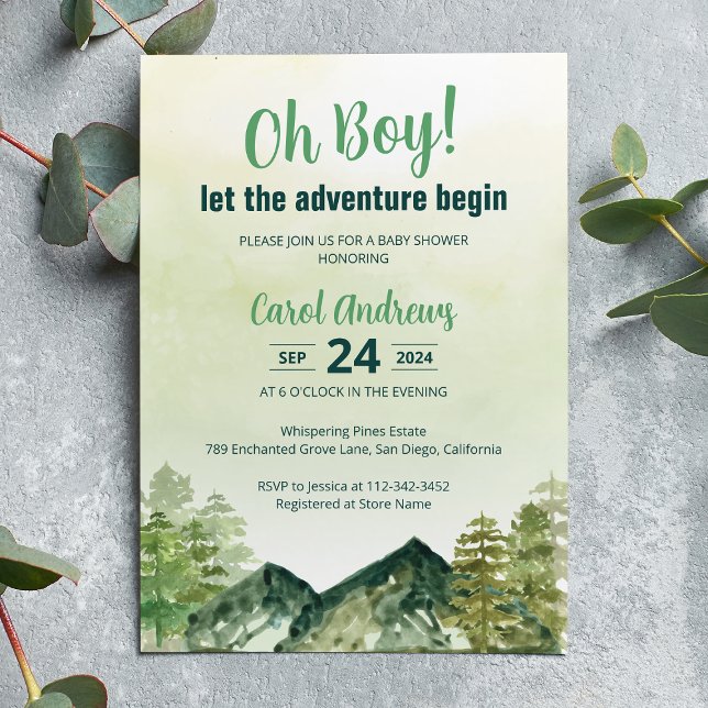 Invitación Que la aventura empiece Woodland Baby Shower (Subido por el creador)