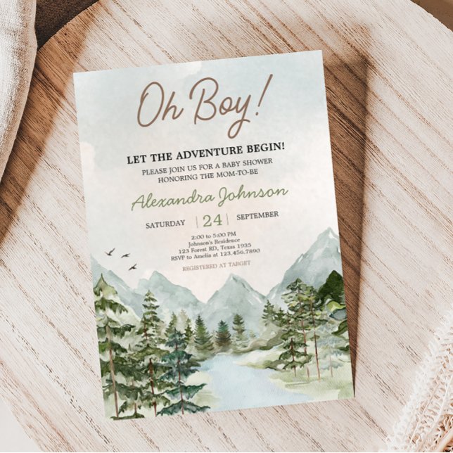 Invitación Que la aventura empiece Woodland Baby Shower (Forest Baby Shower Invitation)