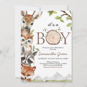 Invitación Que la aventura empiece Woodland Baby Shower