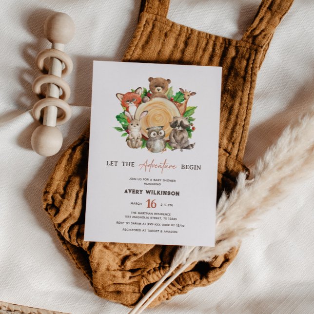 Invitación Que la aventura empiece Woodland Boy Baby Shower (Subido por el creador)