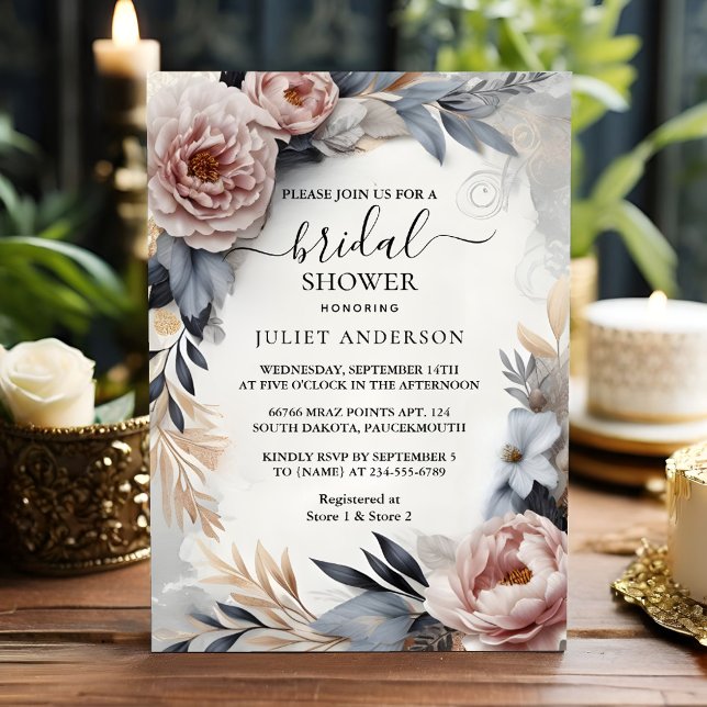 Invitación Que la seda rosa boho peony Rosa dudosa ducha de n (Subido por el creador)