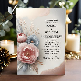 Invitación Que la seda rosada Boho Peony Garden Rosa a Boda