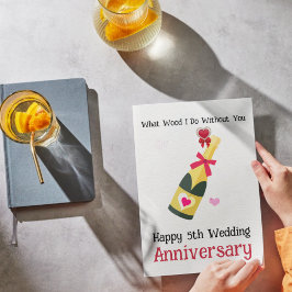 Invitación ¿Qué madera hago sin ti, feliz quinto Boda?