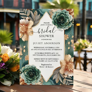 Invitación Que Monstera Sea Una Ducha De Novias De Oro Y Verd
