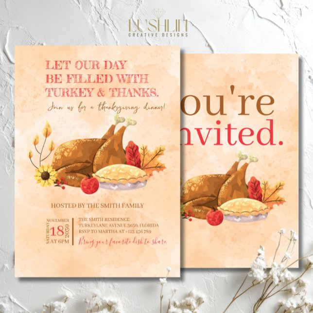 Invitación Que Nuestro Día Esté Lleno de Pavo y Agradecimient (Subido por el creador)
