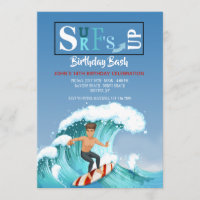 Invitación que practica surf ida
