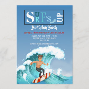 Invitación que practica surf ida