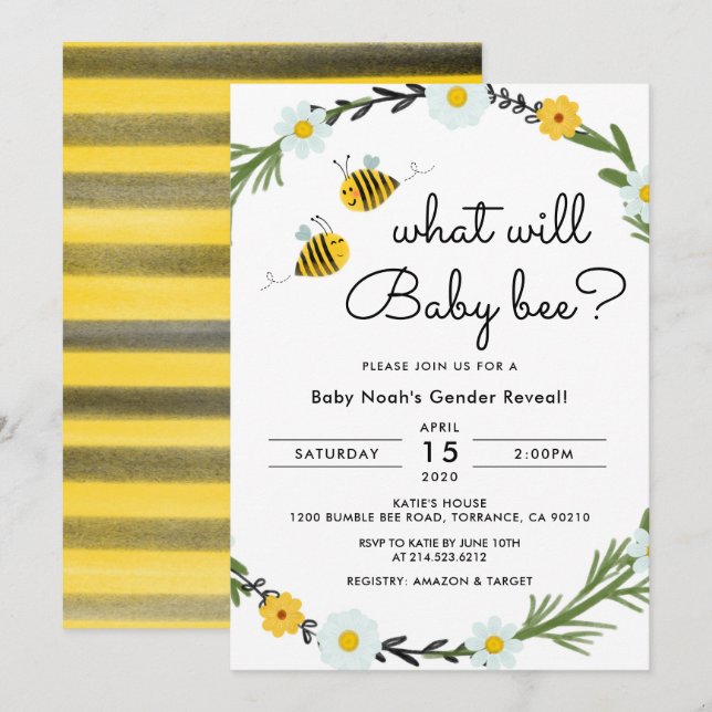 Invitación ¿Qué revelará Baby Shower el sexo de la bebe? (Anverso / Reverso)