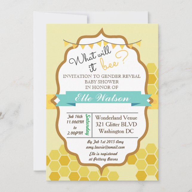 Invitación ¿Qué revelará Baby Shower sobre el género? (Anverso)