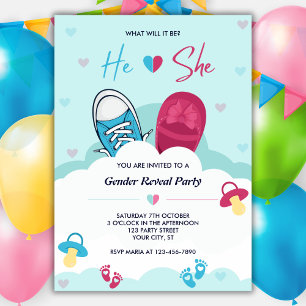 Invitación ¿Qué revelará el género azul rosado?