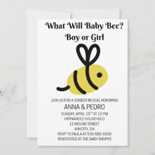 Invitación Qué revelará el género de Baby Bee