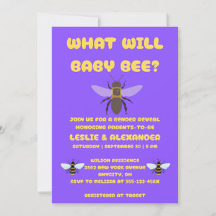 Invitación Qué revelará el género de Baby Bee