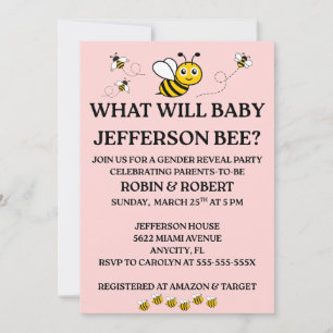 Invitación Qué revelará el género de Baby Bee