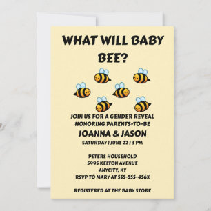 Invitación Qué revelará el género de Baby Bee