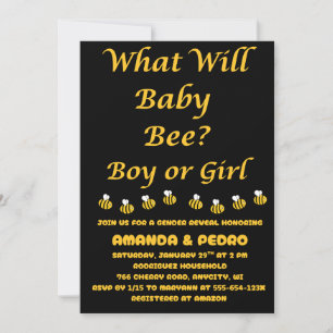 Invitación Qué revelará el género de Baby Bee
