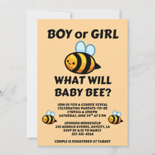 Invitación Qué revelará el género de Baby Bee