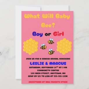 Invitación Qué revelará el género de Baby Bee