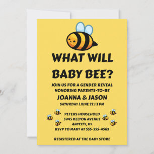 Invitación Qué revelará el género de Baby Bee