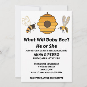 Invitación Qué revelará el género de Baby Bee