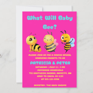 Invitación Qué revelará el género de Baby Bee