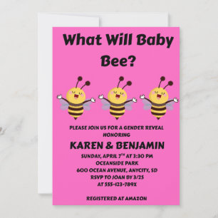 Invitación Qué revelará el género de Baby Bee