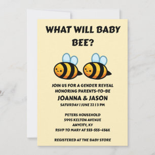Invitación Qué revelará el género de Baby Bee 