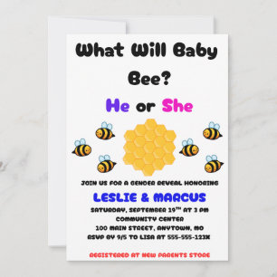 Invitación Qué revelará el género de Baby Bee