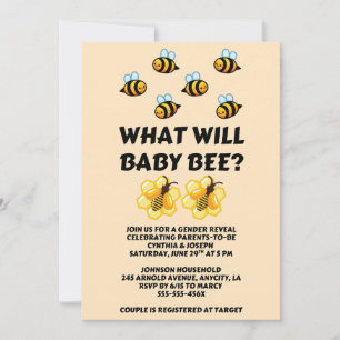 Invitación Qué revelará el género de Baby Bee