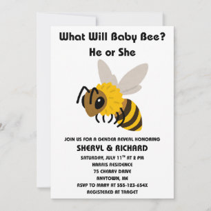 Invitación Qué revelará el género de Baby Bee