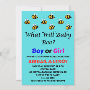 Invitación Qué revelará el género de Baby Bee