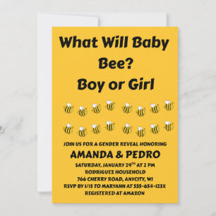 Invitación Qué revelará el género de Baby Bee