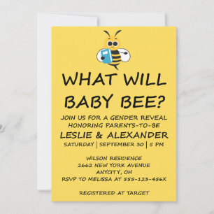 Invitación Qué revelará el género de Baby Bee