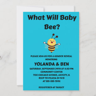 Invitación Qué revelará el género de Baby Bee