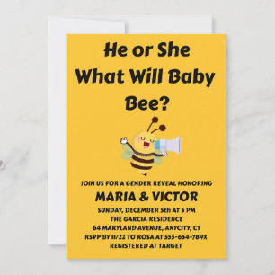 Invitación Qué revelará el género de Baby Bee