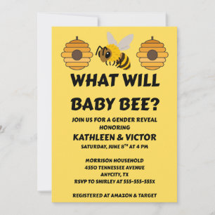 Invitación Qué revelará el género de Baby Bee