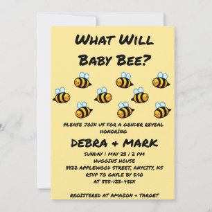 Invitación Qué revelará el género de Baby Bee