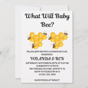 Invitación Qué revelará el género de Baby Bee