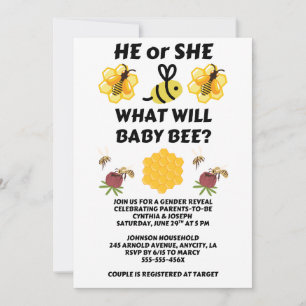 Invitación Qué revelará el género de Baby Bee