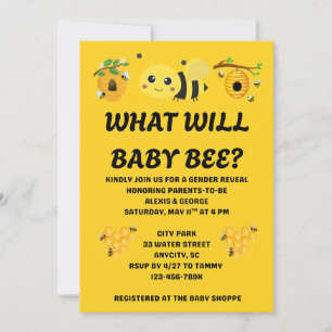 Invitación Qué revelará el género de Baby Bee