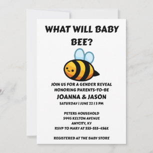 Invitación Qué revelará el género de Baby Bee