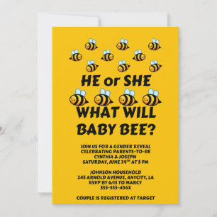 Invitación Qué revelará el género de Baby Bee