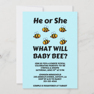 Invitación Qué revelará el género de Baby Bee 