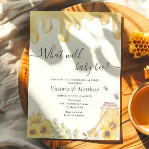 Invitación Qué revelará el género de Baby Bee Sunflowers