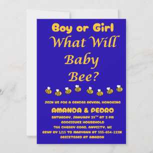 Invitación Qué revelará el sexo de Baby Bee