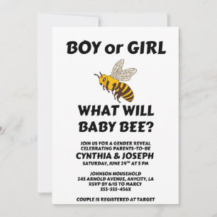 Invitación Qué revelará el sexo de Baby Bee