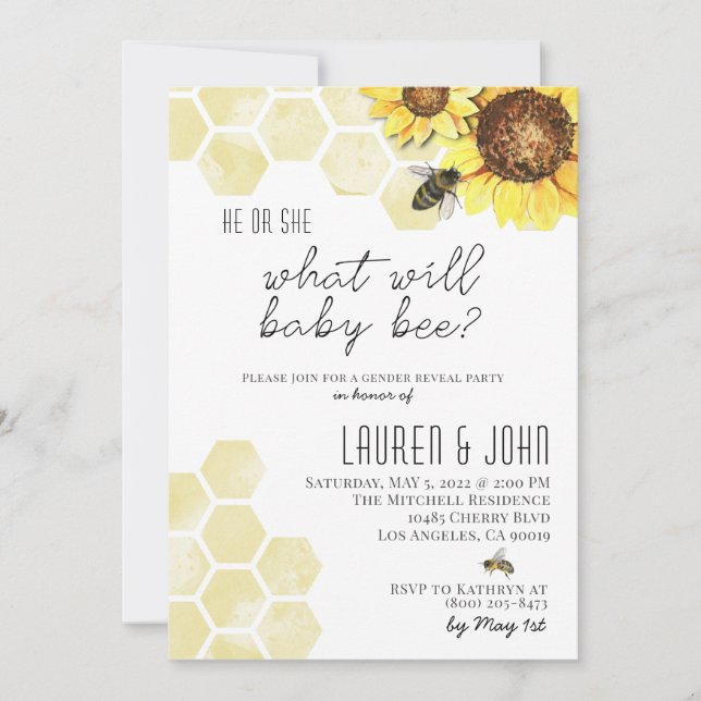 Invitación ¿Qué revelará el sexo de la bebe del bebé? (Anverso)