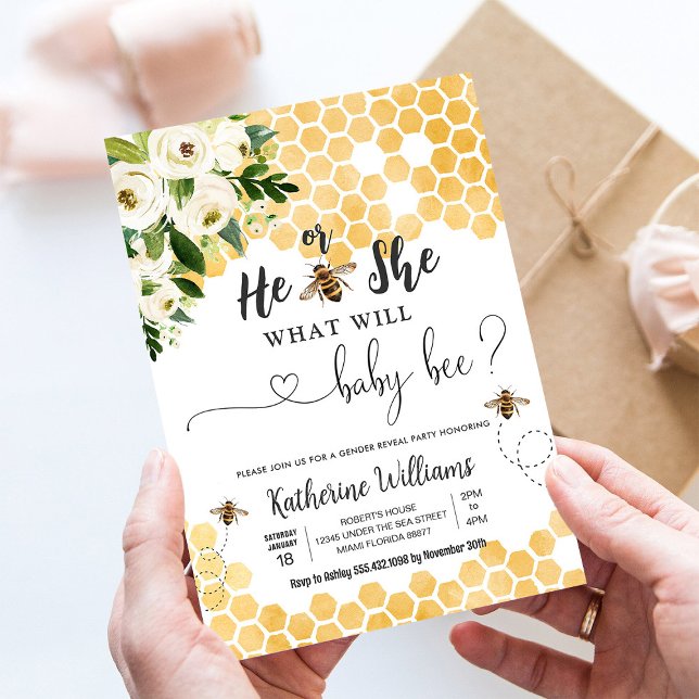 Invitación Qué Será Bebé Abeja Abeja de Miel Baby Shower (Subido por el creador)