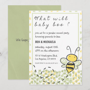 Invitación Qué Será Bebé Abeja Revelación de Género de la Fie