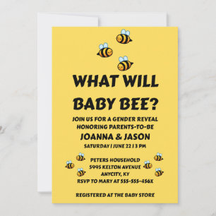 Invitación Qué será el sexo de Baby Bee Revelación 