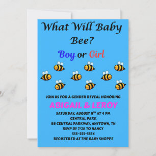 Invitación Qué será el sexo de Baby Bee Revelación 